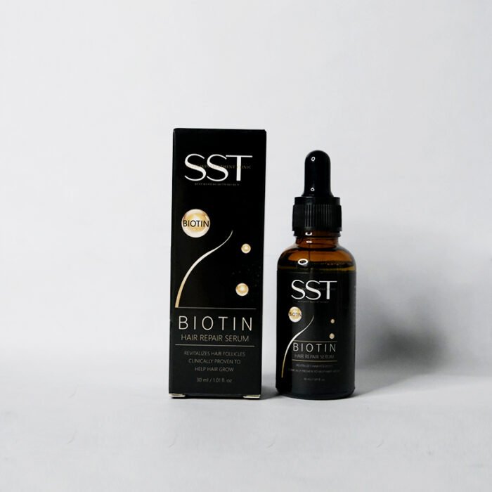 Biotine en essentiële oliën in SST Biotin Hair Repair Serum voor voeding van het haar